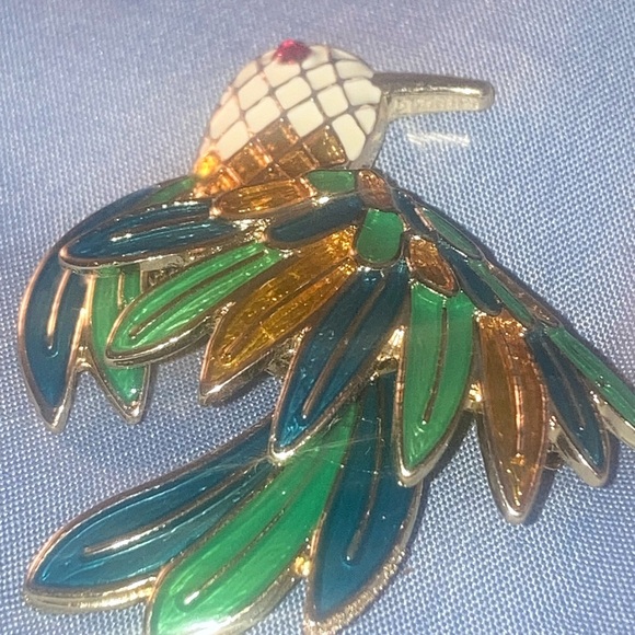 Jewelry - Colorful Enamel Parrot Brooch - Green, Teal & Gold